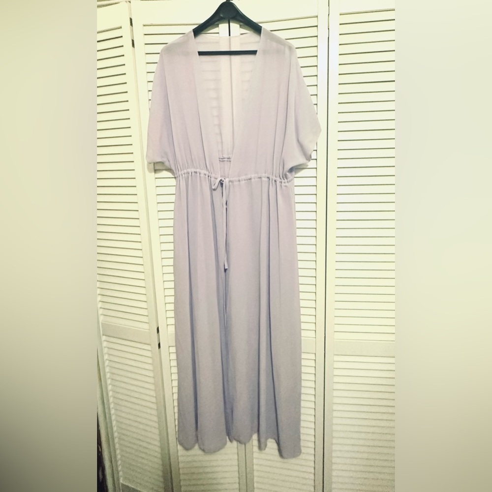 Lavender Drawstring Maxi Kimono Cover-Up